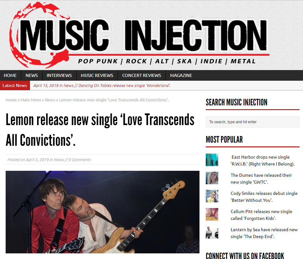 Review Lemon Amsterdam track Love Transcends All Convictions on Music Injection blog